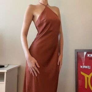 Auburn Halter Neck Midi Dress